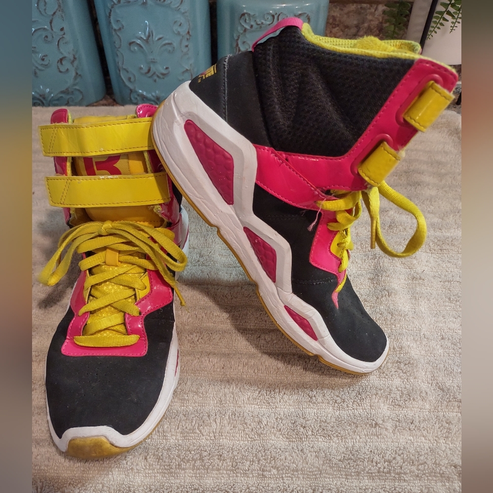 Reebok Hexalite Chi Kaze High Top Retro Lace Strap Pink Black Women's Size 7.5